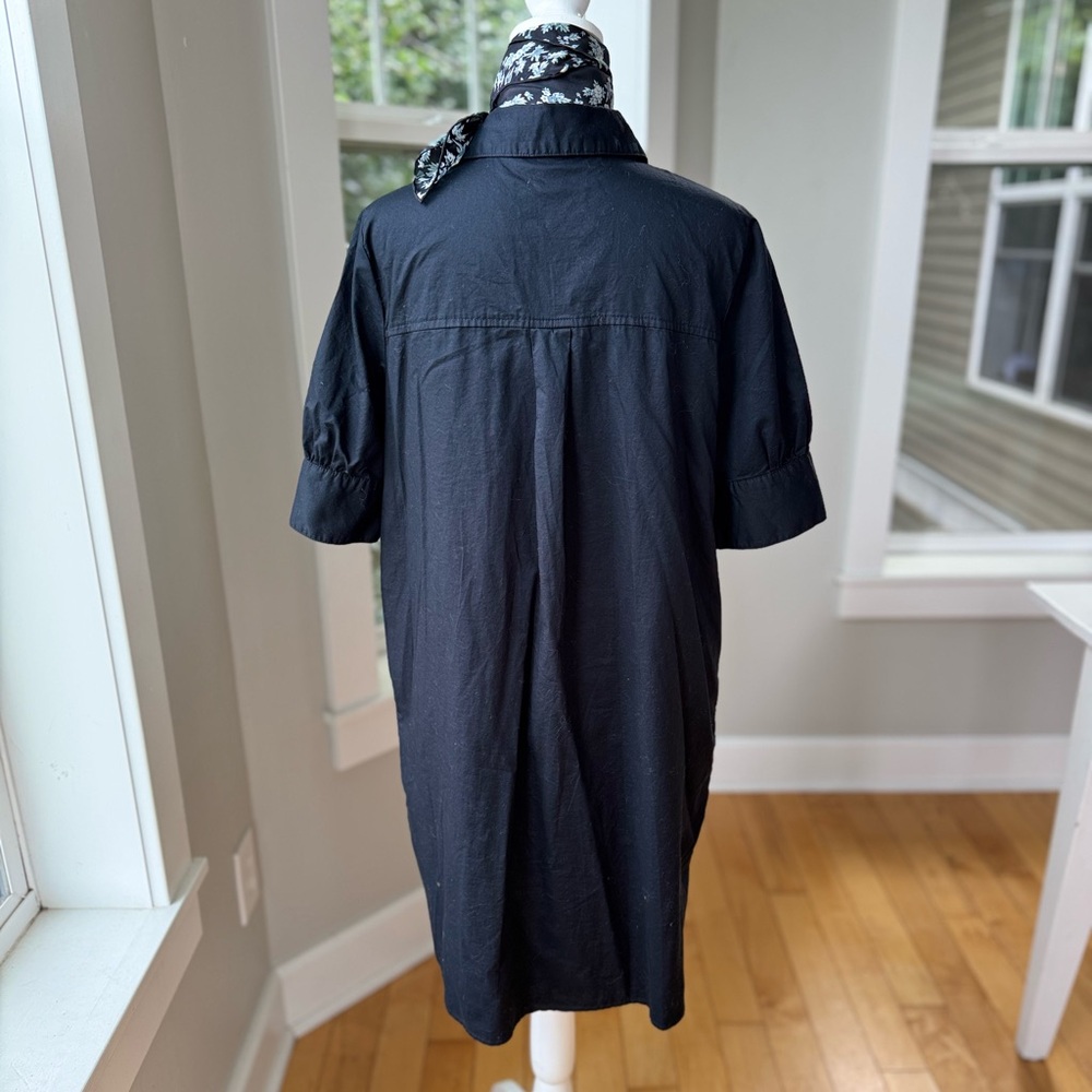 Old Navy Black Cotton Short Sleeve Button Down Shirt Dress French Style Medium - Picture 4 of 12